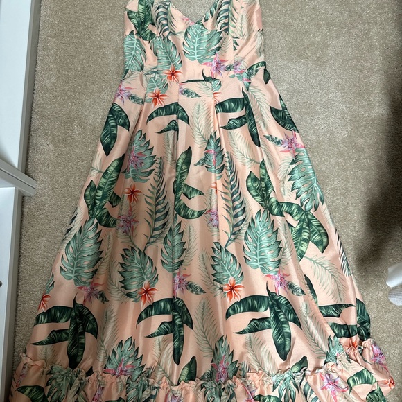 Palm Tree Print Corset Top Dress! Maxi! - Picture 2 of 16